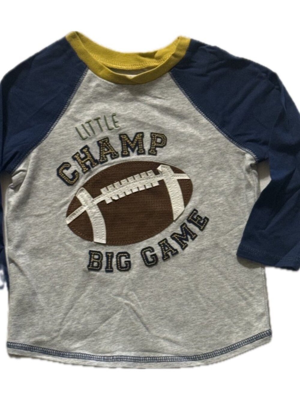 Mud Pie 12m 18m NWT Football shirt Little Champ Big Game embroider applique blue